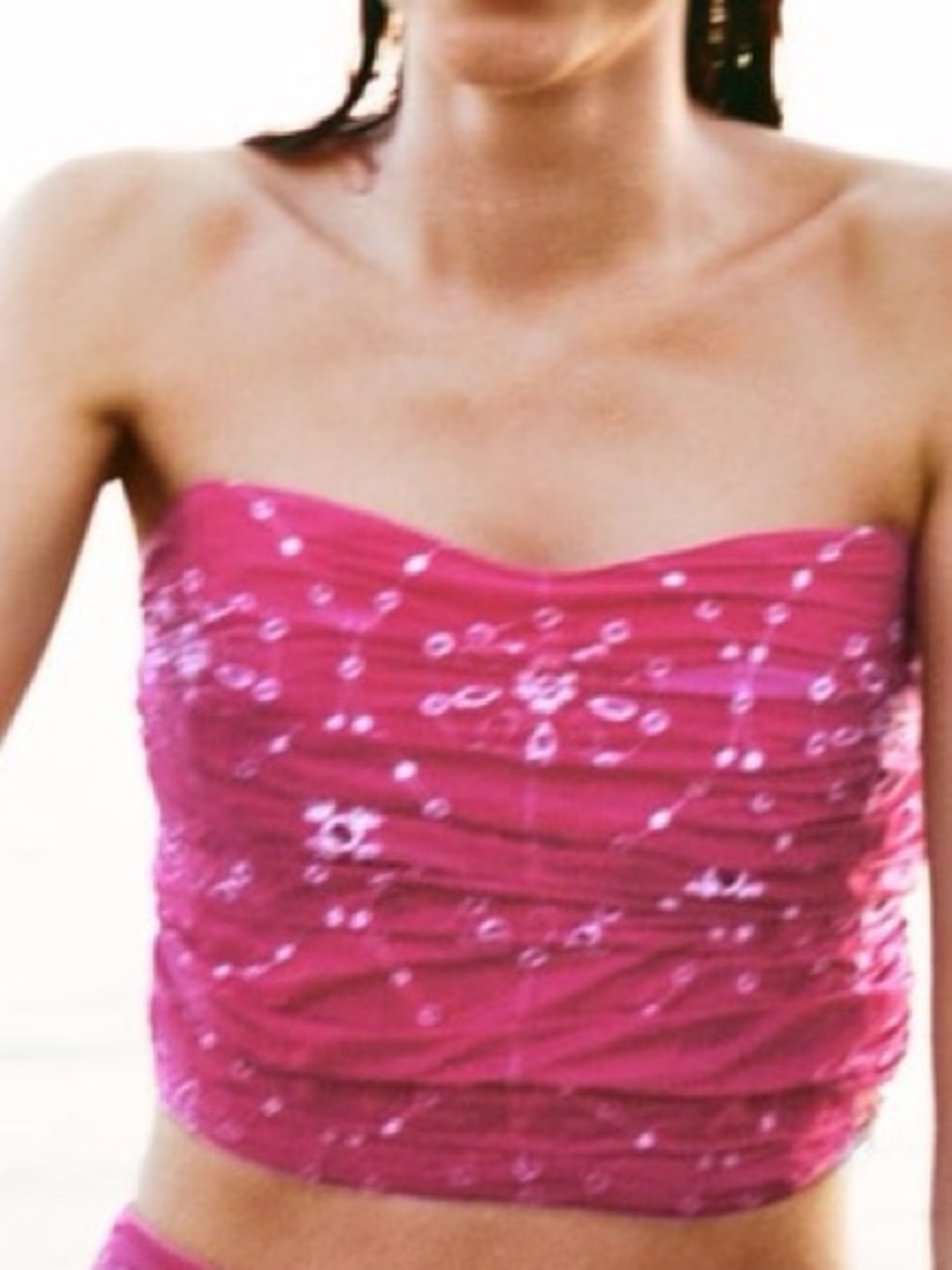 Zara Eyelit Crop Tube Top